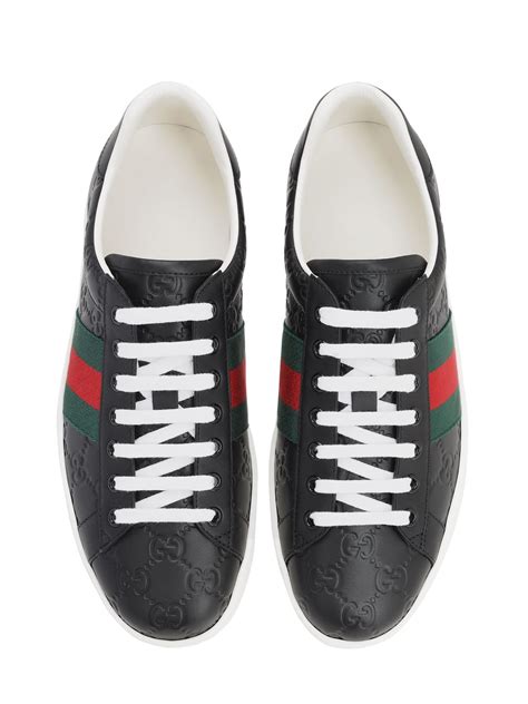 gucci ace signature leather sneaker